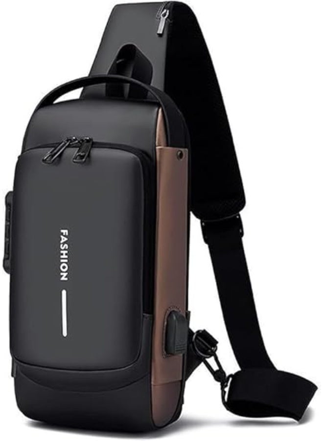 Men's shoulder bag, crossbody bag, back and chest bag, waterproof and anti-theft, with USB charging - Image 2